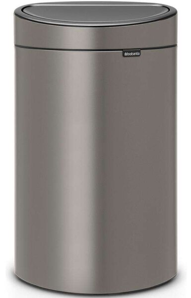Brabantia Touch Bin New Soft-Touch nyomófedeles hulladékgyűjtő belső tartállyal, ovális, 40L - L méret, acél, platinaszürke - 114908