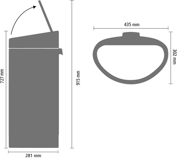 Brabantia Touch Bin - Ovális Szemetes - 40L - Fehér