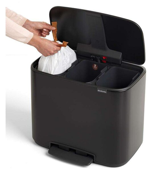 Brabantia Bo Szelektív Kuka - 3x11L - Matt Fekete