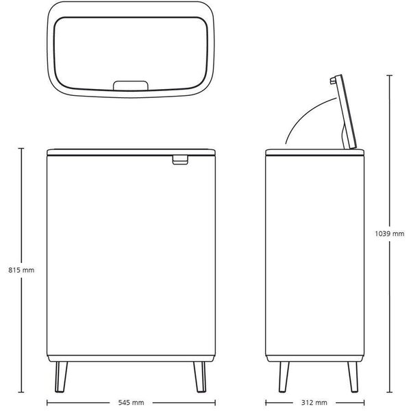 Brabantia Bo Touch Bin Hi Szemetes - 60L, Matt Fekete