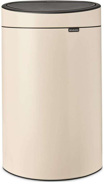 Brabantia Touch Bin New Soft-Touch nyomófedeles hulladékgyűjtő belső tartállyal, ovális, 40L - L méret, acél, világos bézs - 200748