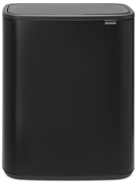 Brabantia Bo Touch Bin nyomófedeles hulladékgyűjtő XXL, padlón álló, műanyag tartály, 2x30L - O méret, acél, matt fekete - 221484