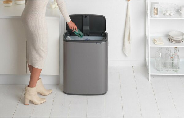 Brabantia Bo Touch Bin - Nyomófedeles Szemetess - 60L - Platinaszürke