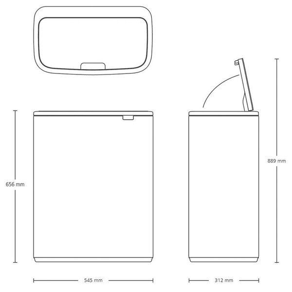 Brabantia Bo Touch Bin - Nyomófedeles Szemetess - 60L - Platinaszürke