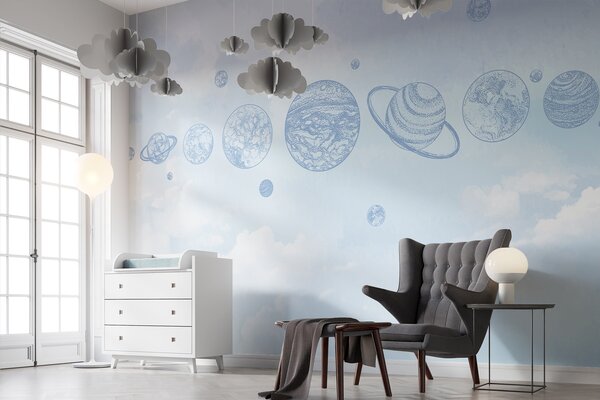 Fotótapéta Lebegő bolygók felhős, pasztell éteri égbolton, Fotótapéta űr, w00738 : Uwalls.hu