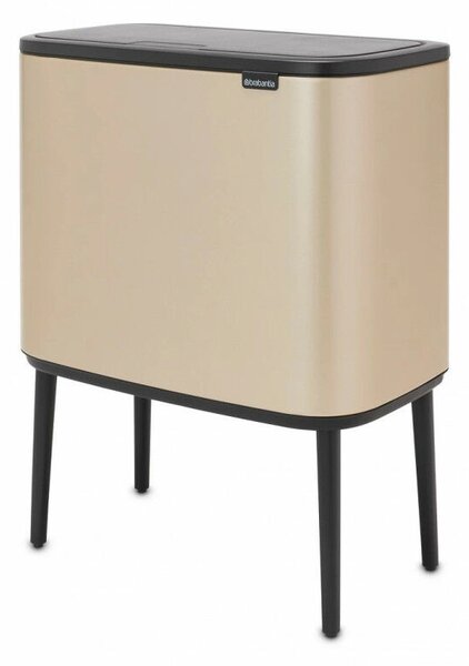 Brabantia Bo Touch Bin nyomófedeles hulladékgyűjtő, magasított, lábakon álló, műanyag tartály, 36L - R méret, acél, aranyfényű - 304583