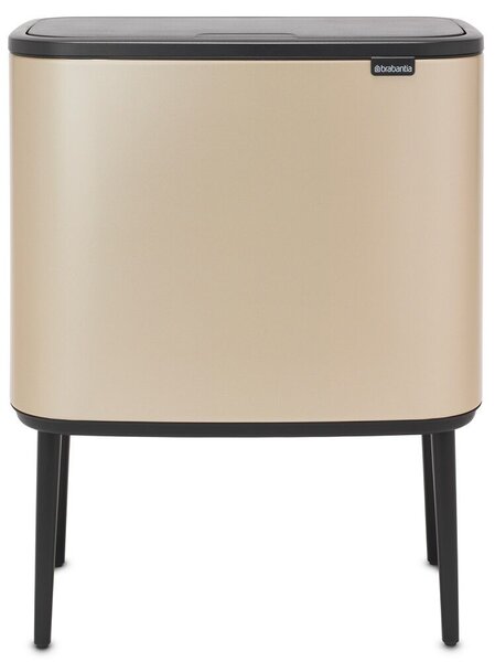 Brabantia Bo Touch Bin nyomófedeles hulladékgyűjtő, magasított, lábakon álló, műanyag tartály, 36L - R méret, acél, aranyfényű - 304583