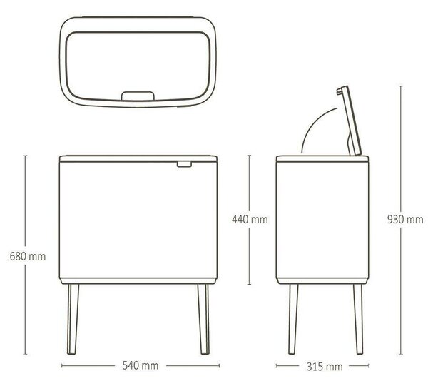 Brabantia Bo Touch Bin - Nyomófedeles Szemetes - 36L - Fehér