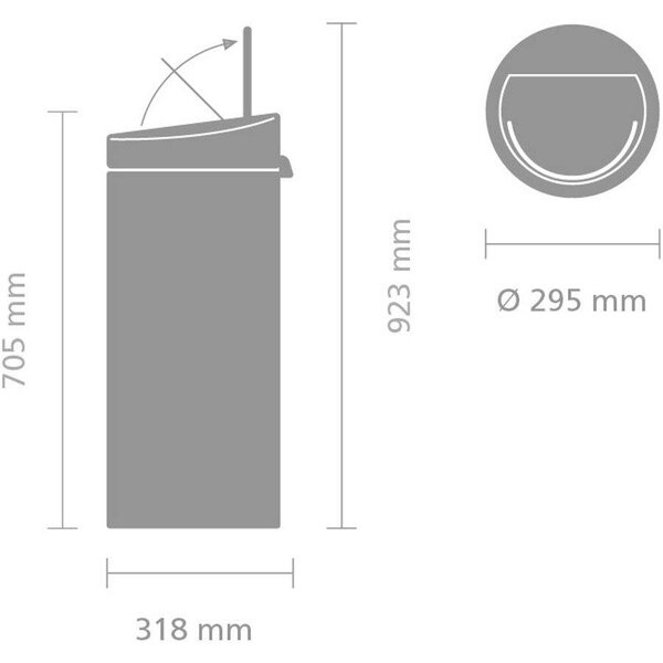 Brabantia Touch Bin - Nyomófedeles Szemetes - 30L - Magabiztos Szürke