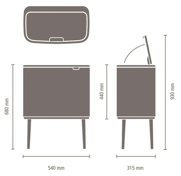 Brabantia Bo Touch Bin - Pedálos Szemetes - 36L - Matt Fekete