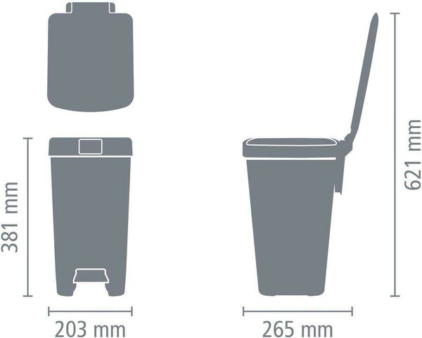 Brabantia StepUp Szelektív Hulladékgyűjtő - 3x10L Pedálos Szemetesszett
