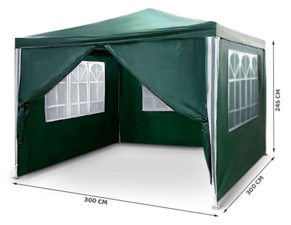 Plonos kerti pavilon kerti sátor 3x3m, zöld (4935)