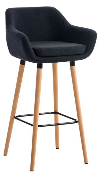 Fekete Szövet Bárszék - Bükkfa - 79cm Ülésmagasság