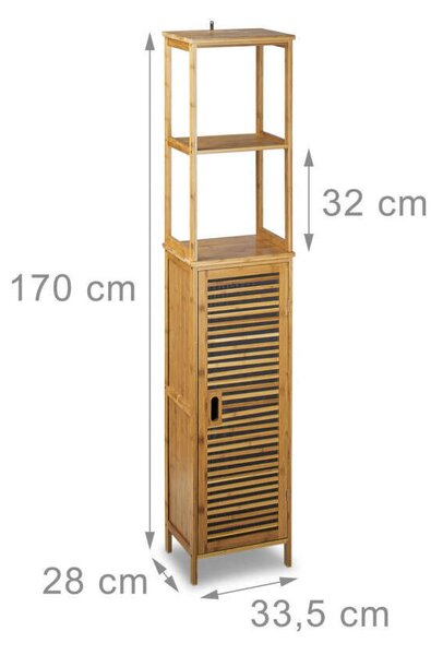 Fab bambusz fürdőszobai szekrény 5 polccal 170x33,5x28 cm 10020300