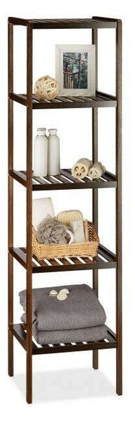 Bambusz Fürdőszoba Polc - 5 Polc - 140cm - Sötétbarna