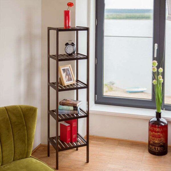 Bambusz Fürdőszoba Polc - 5 Polc - 140cm - Sötétbarna
