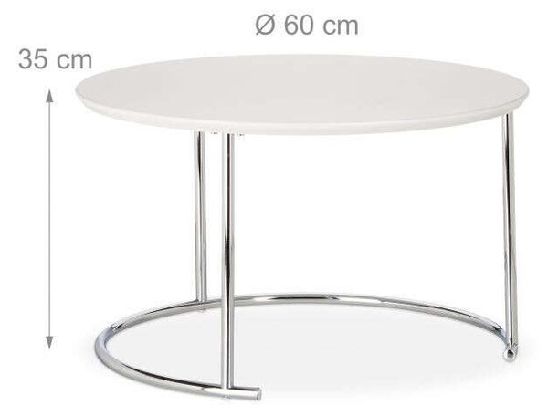 Modern Dohányzóasztal Szett - 2 db - Fehér/Króm