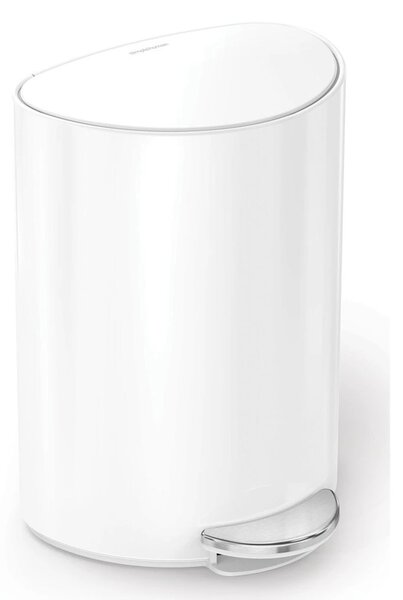 Simplehuman pedálos kuka 6 L, félkör alakú, fehéracél, műanyag