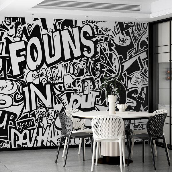 Fotótapéta Fekete-fehér graffiti, Modern fotótapéta, Modern fotótapéta, w01190 - Muralas.hu