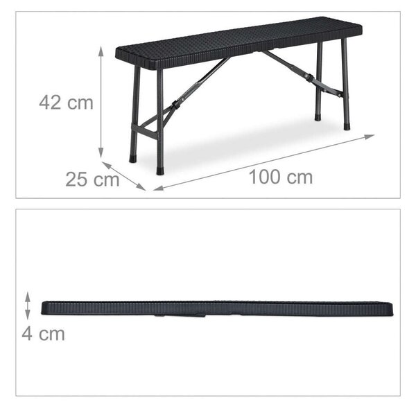 2 db Hajtogatható Rattanhatású Kerti Pad - 100 cm