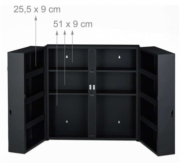 XXL Falra Szerelhető Gyógyszeres Szekrény - Antracit - 53,5x53x19 cm