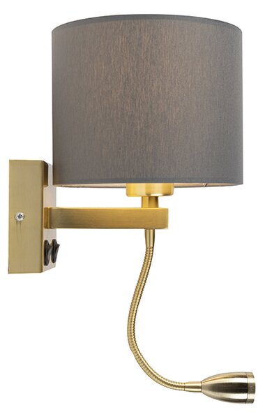 Art Deco fali lámpa arany színben, USB-vel és szürke búrával - Brescia