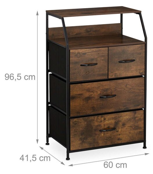 Vintage Komód - 4 Fiók, 2 Polc - 96x60x41,5 cm
