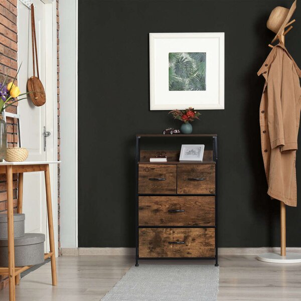 Vintage Komód - 4 Fiók, 2 Polc - 96x60x41,5 cm