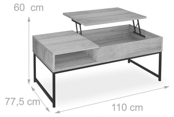 Modern Összecsukható Dohányzóasztal Tárolóval - 110cm
