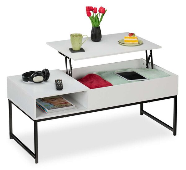 Modern Összecsukható Dohányzóasztal - Fehér-Fekete - 110cm