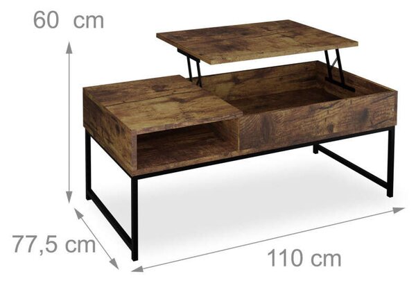 Modern Összecsukható Dohányzóasztal - Tárolóval - 110cm