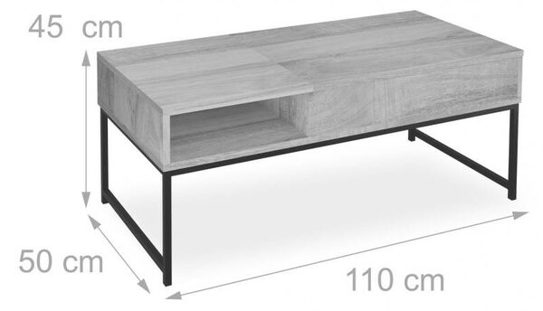 Modern Összecsukható Dohányzóasztal Tárolóval - 110cm