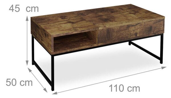 Modern Összecsukható Dohányzóasztal - Tárolóval - 110cm