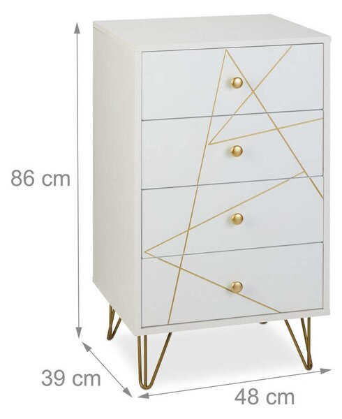 Elegáns Fehér Komód - 4 Fiók - 86x48x39 cm