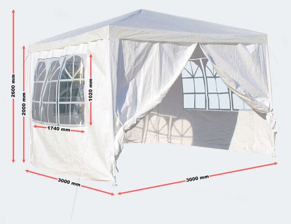 Party Pavilon - Összecsukható - 3x3m - Fehér