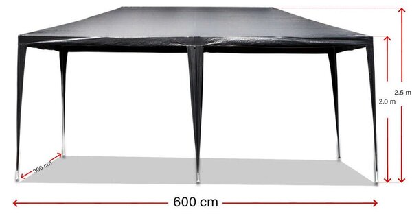 Toboli Pavilon, Kerti Sátor 3x6m, Szürke