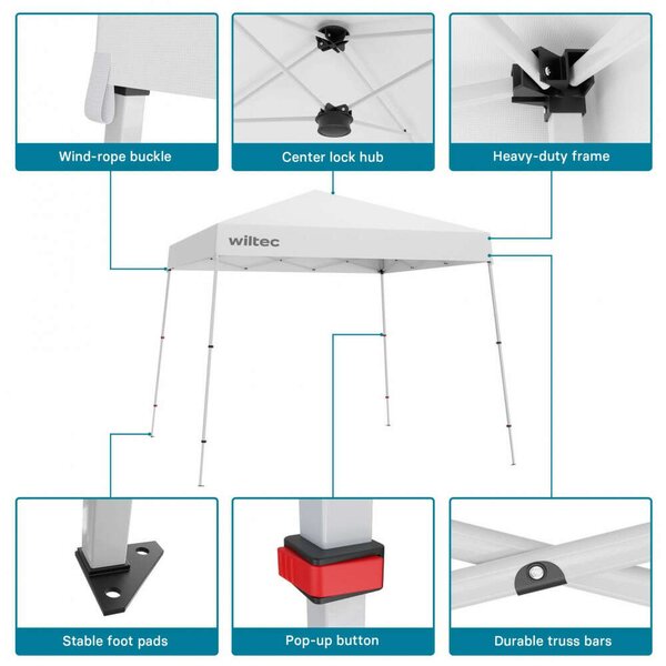 Wiltec Összecsukható Pavilon - 2,5x2,5m - Fehér