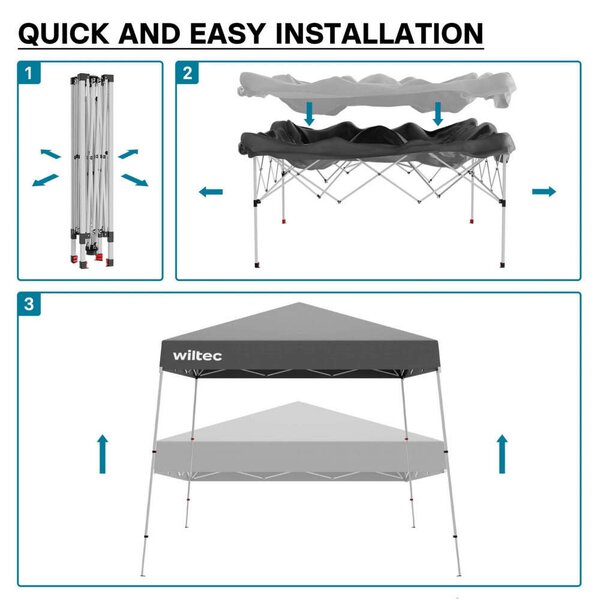 Viltec Összecsukható Pavilon - 250x250x270 cm, Szürke