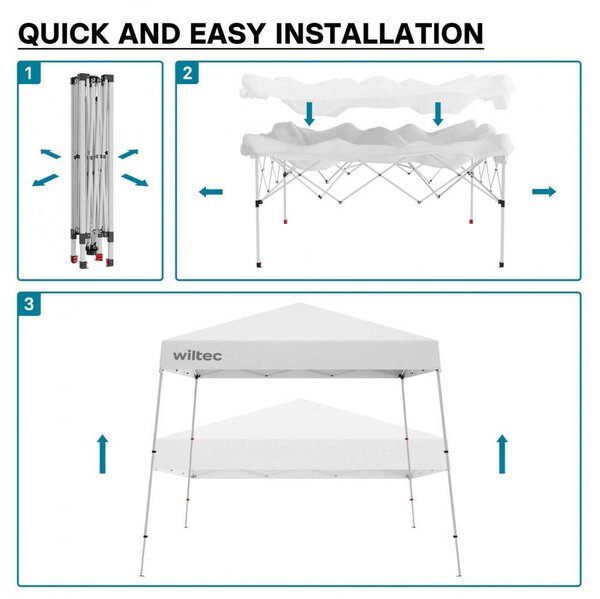 Wiltec Összecsukható Pavilon - 2,5x2,5m - Fehér