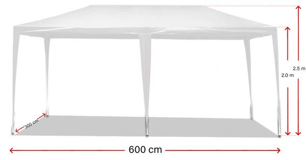 Toboli Pavilon, Kerti Sátor 3x6m, Fehér