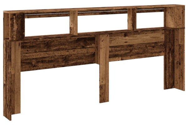 VidaXL antik fa színű szerelt fa LED-es fejtámla 220x18,5x103,5 cm