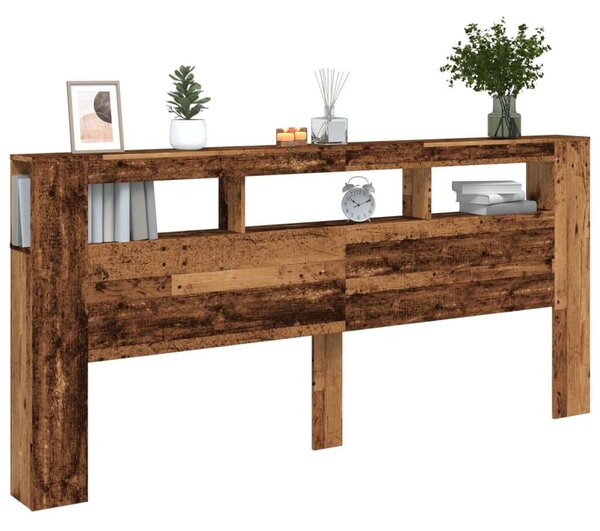 VidaXL antik fa színű szerelt fa LED-es fejtámla 220x18,5x103,5 cm