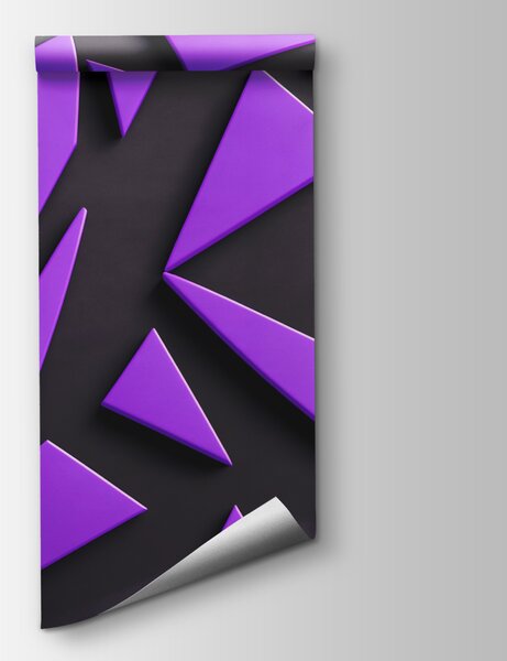 Fotótapéta Lila háromszögek fekete felületen, Geometriai 3D fotótapéta, Népszerű fotótapéta, u94590 - Tapeko.hu