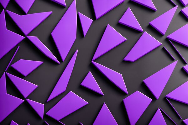 Fotótapéta Lila háromszögek fekete felületen, Geometriai 3D fotótapéta, Népszerű fotótapéta, u94590 - Tapeko.hu