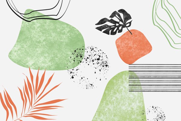 Fotótapéta Zöld és narancssárga művészet, Absztrakt fotótapéta, Népszerű fotótapéta, w01298 - Tapeko.hu
