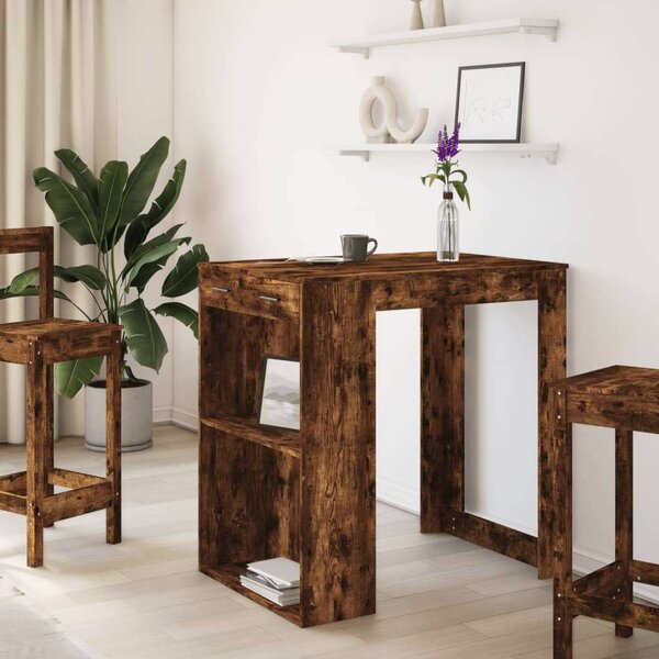 VidaXL Bárasztal - Füstös Tölgy - 102x70x103,5cm