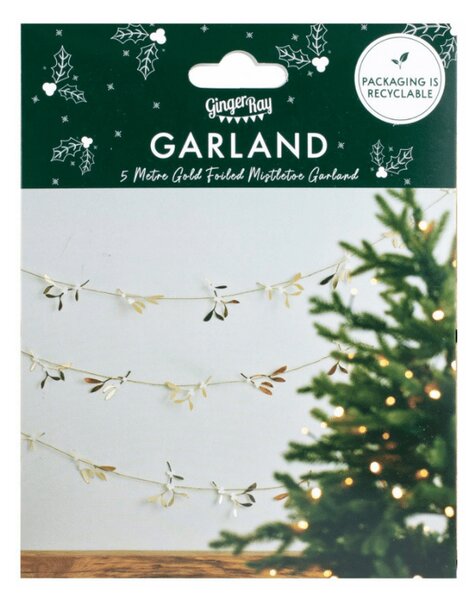 Karácsonyi girland GOLD MISTLETOE 5 m, arany
