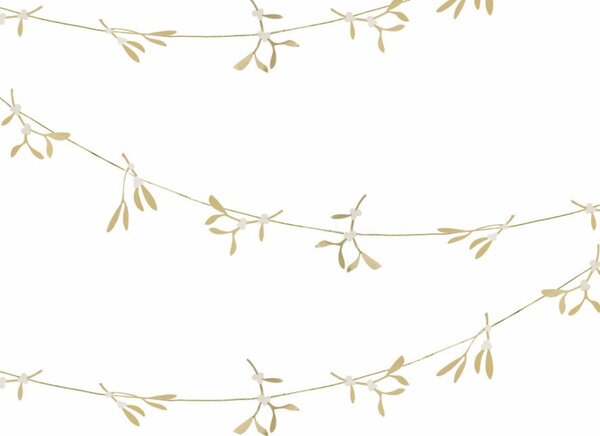 Karácsonyi girland GOLD MISTLETOE 5 m, arany
