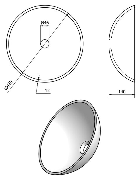 Sapho Sapho, AGO üveg mosdó átmérője 42 cm, 2501-19