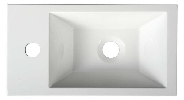 Sapho Sapho, AMAROK öntött márvány mosdó 40x11x22cm, fehér, bal csaptelep, AR400